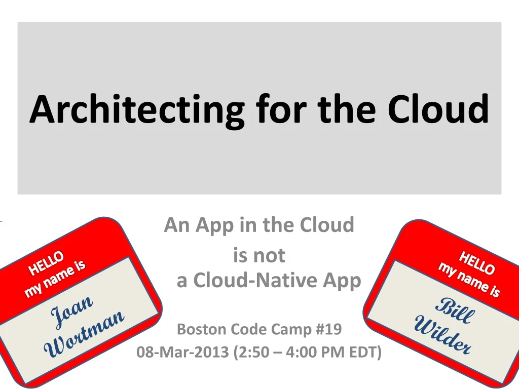 architecting for the cloud