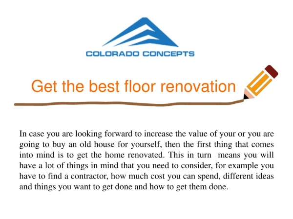 Get the best floor renovation