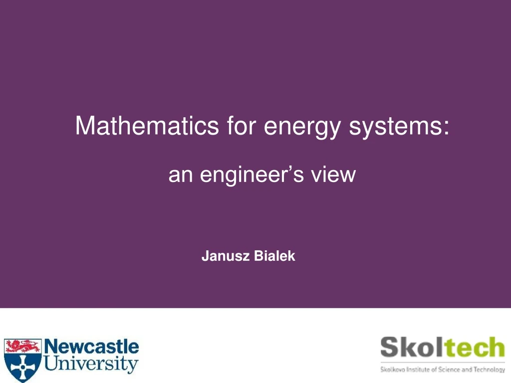 mathematics for energy systems an engineer s view