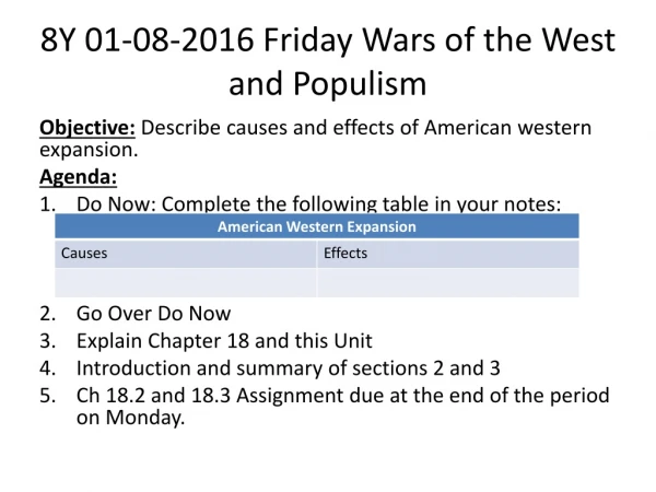 8Y 01-08-2016 Friday Wars of the West and Populism