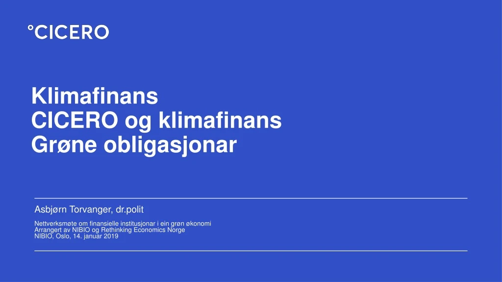 klimafinans cicero og klimafinans gr ne obligasjonar