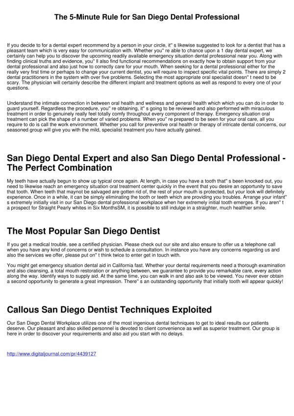 The 5-Minute Rule for San Diego Dental Professional