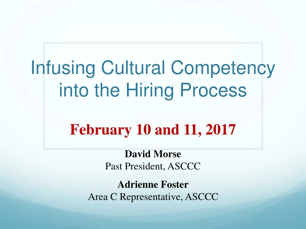 infusing cultural competency into the hiring process