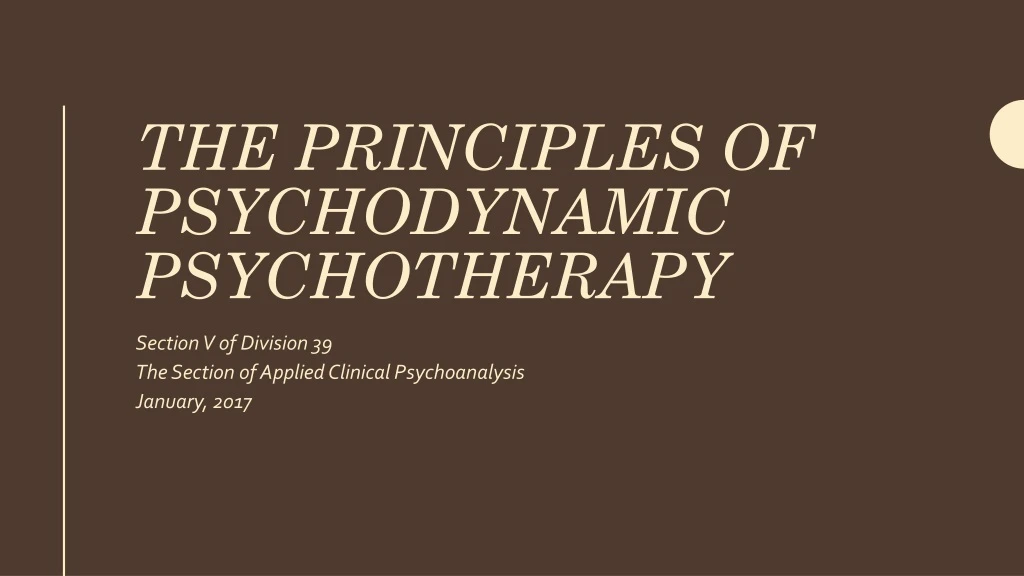 the principles of psychodynamic psychotherapy