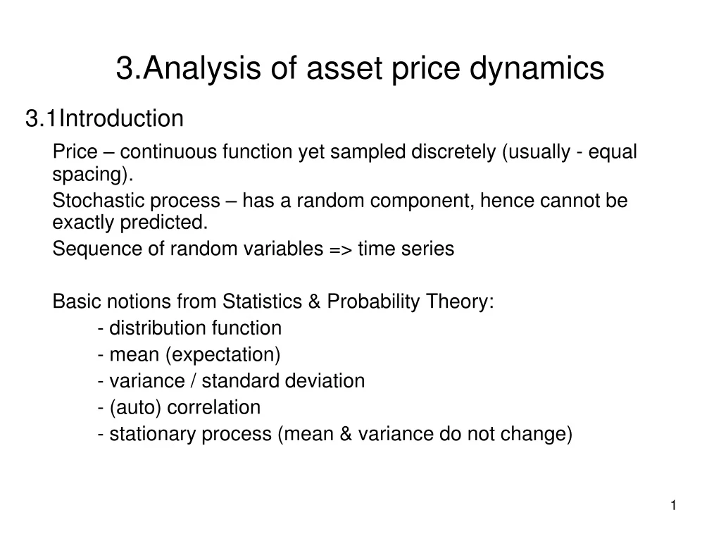 3 analysis of asset price dynamics
