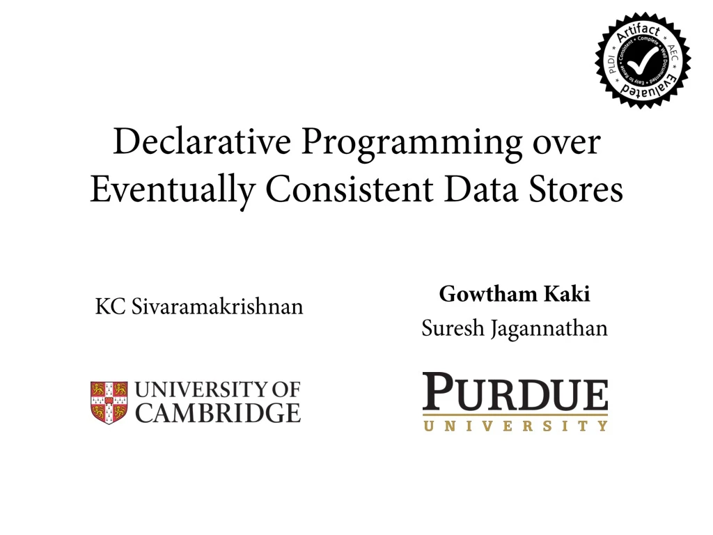 declarative programming over eventually consistent data stores