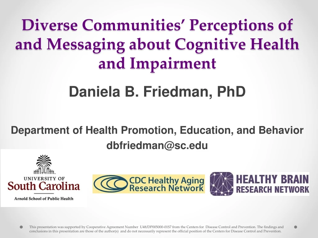 diverse communities perceptions of and messaging about cognitive health and impairment