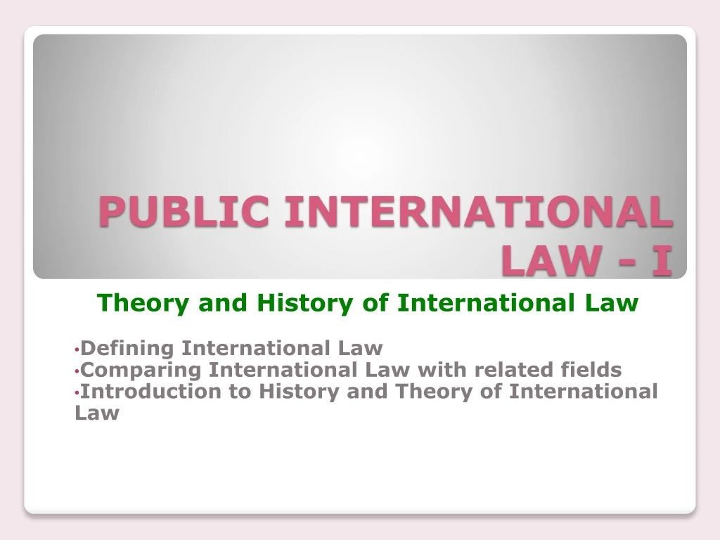 public international law i
