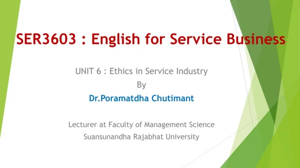 SER3603 : English for Service Business