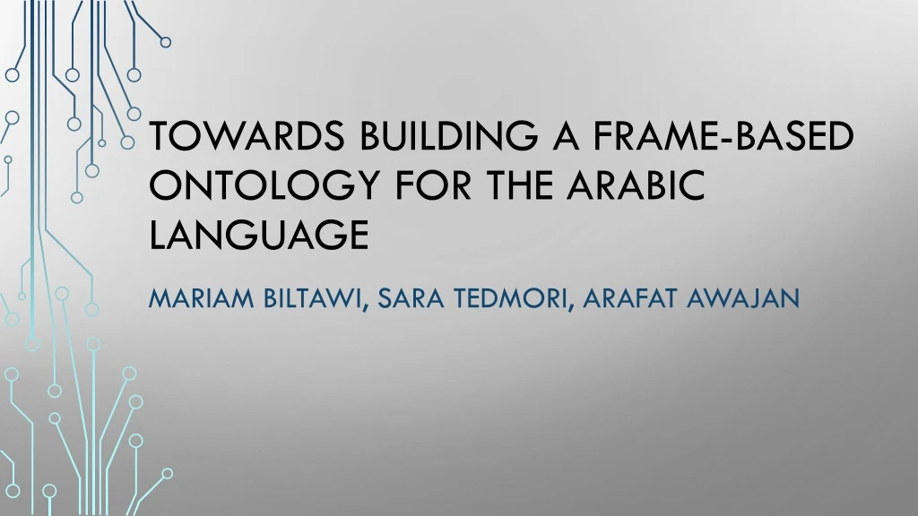 towards building a frame based ontology for the arabic language