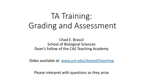 TA Training: Grading and Assessment