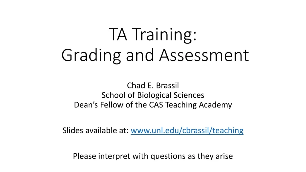ta training grading and assessment