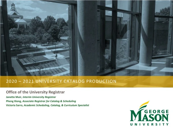 2020 – 2021 University Catalog Production