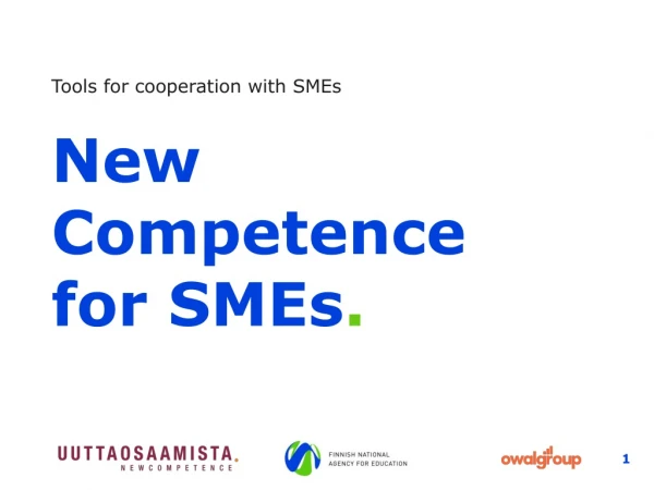 Tools for cooperation with SMEs New Competence for SMEs .