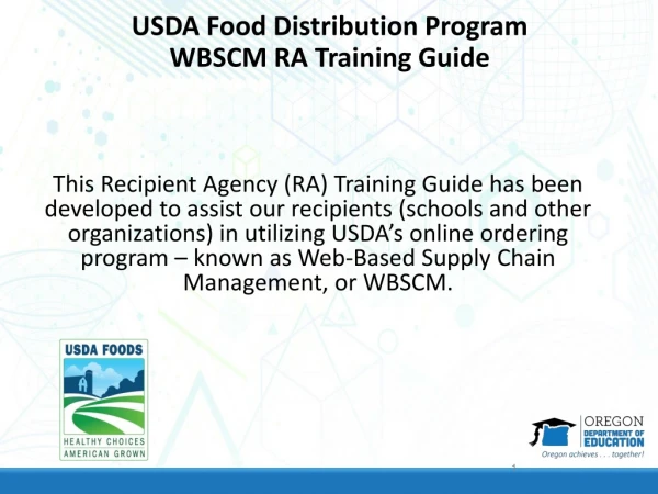 USDA Food Distribution Program WBSCM RA Training Guide