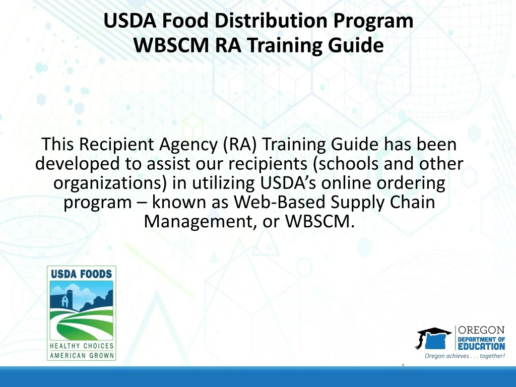 usda food distribution program wbscm ra training guide