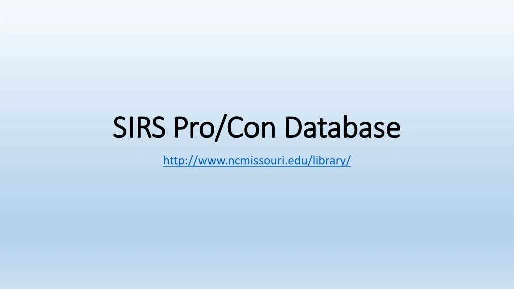 sirs pro con database