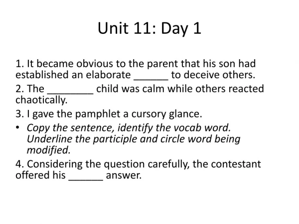 Unit 11: Day 1