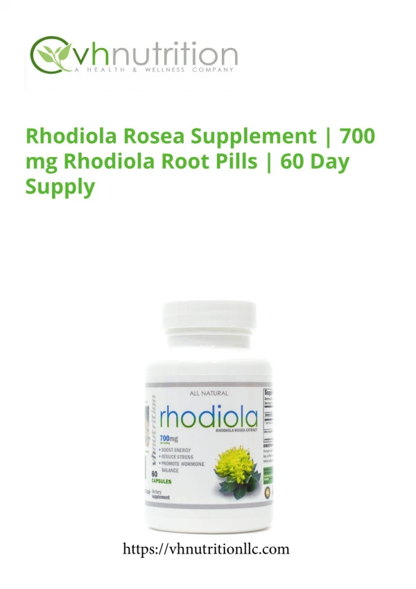 Rhodiola Rosea Supplement to Improve Energy, Mood, and Focus