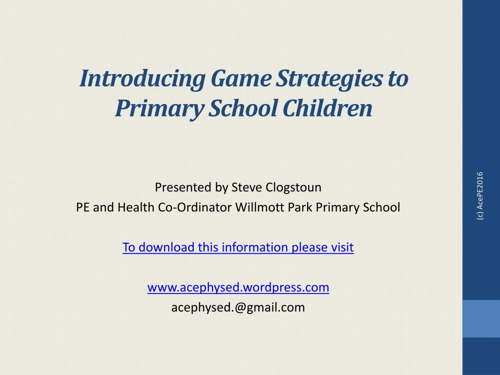 introducing game strategies to primary school children