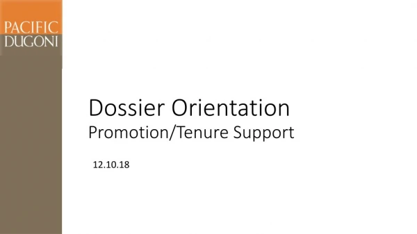 Dossier Orientation Promotion/Tenure Support
