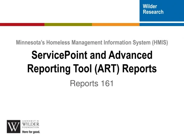 ServicePoint and Advanced Reporting Tool (ART) Reports