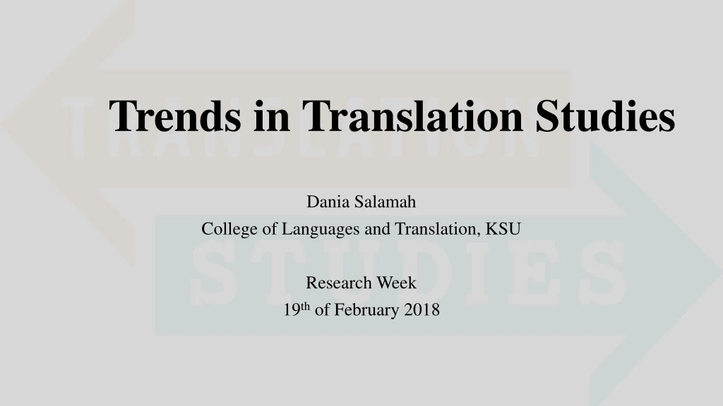 trends in translation studies