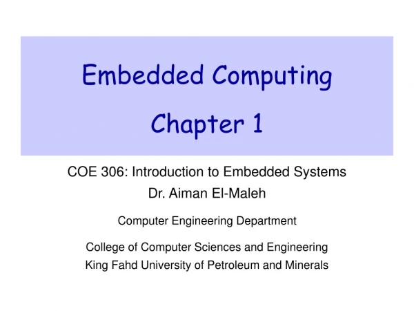Embedded Computing Chapter 1