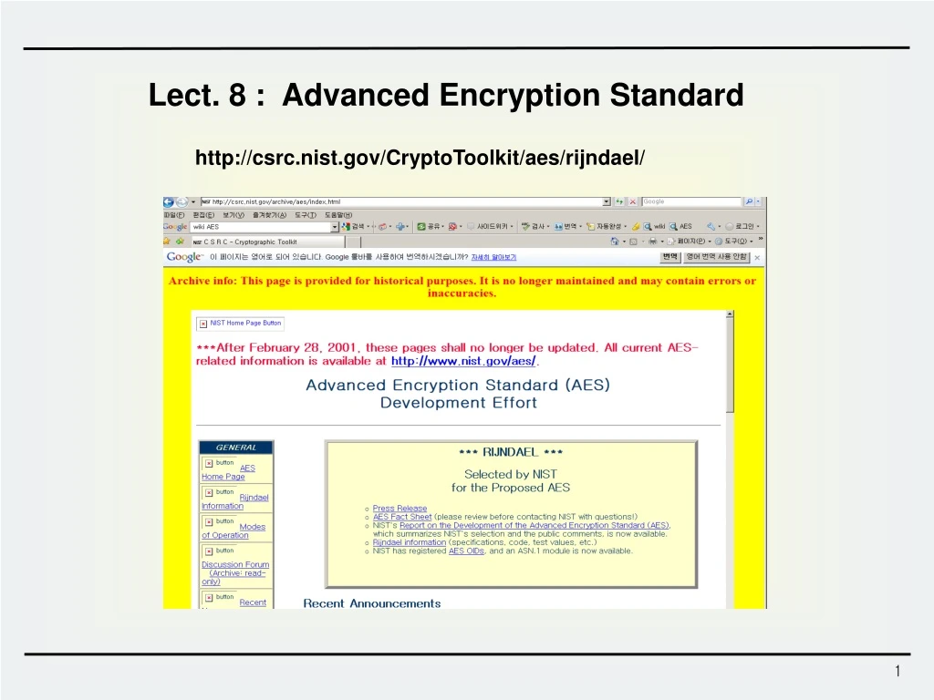 lect 8 advanced encryption standard