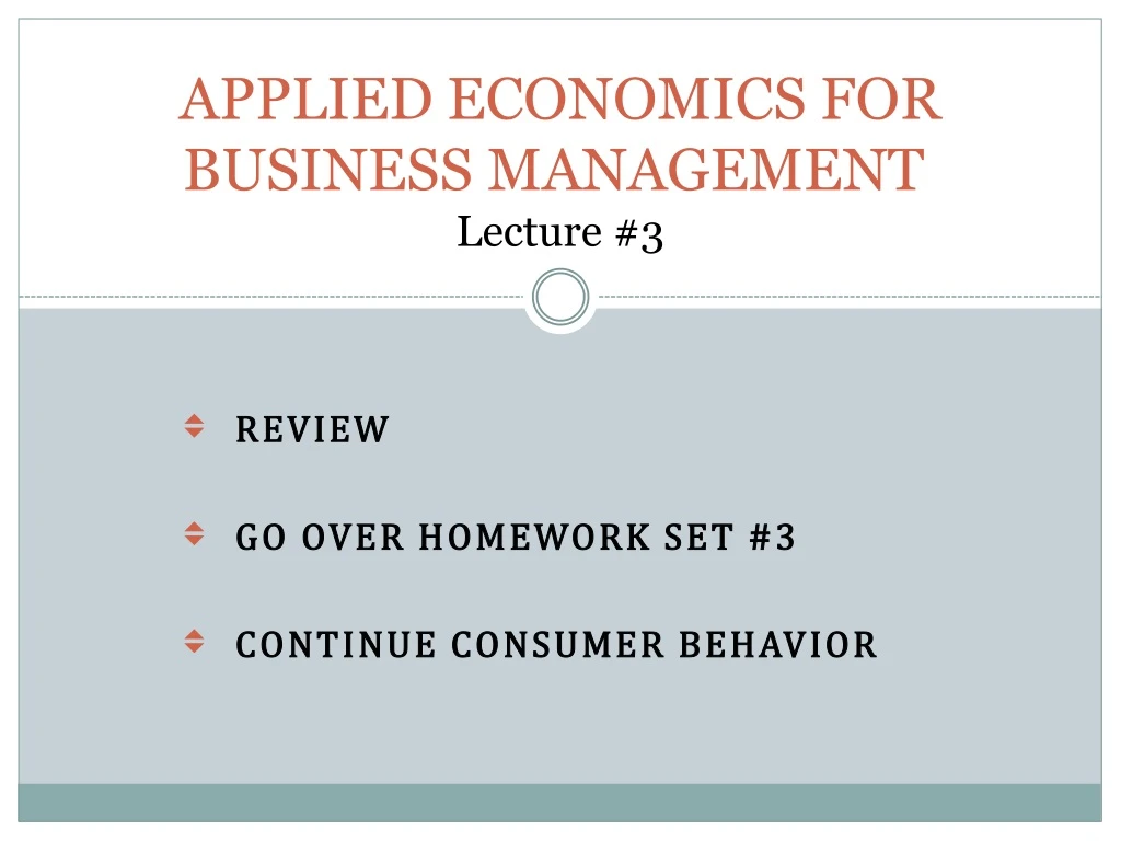 applied economics for business management lecture 3