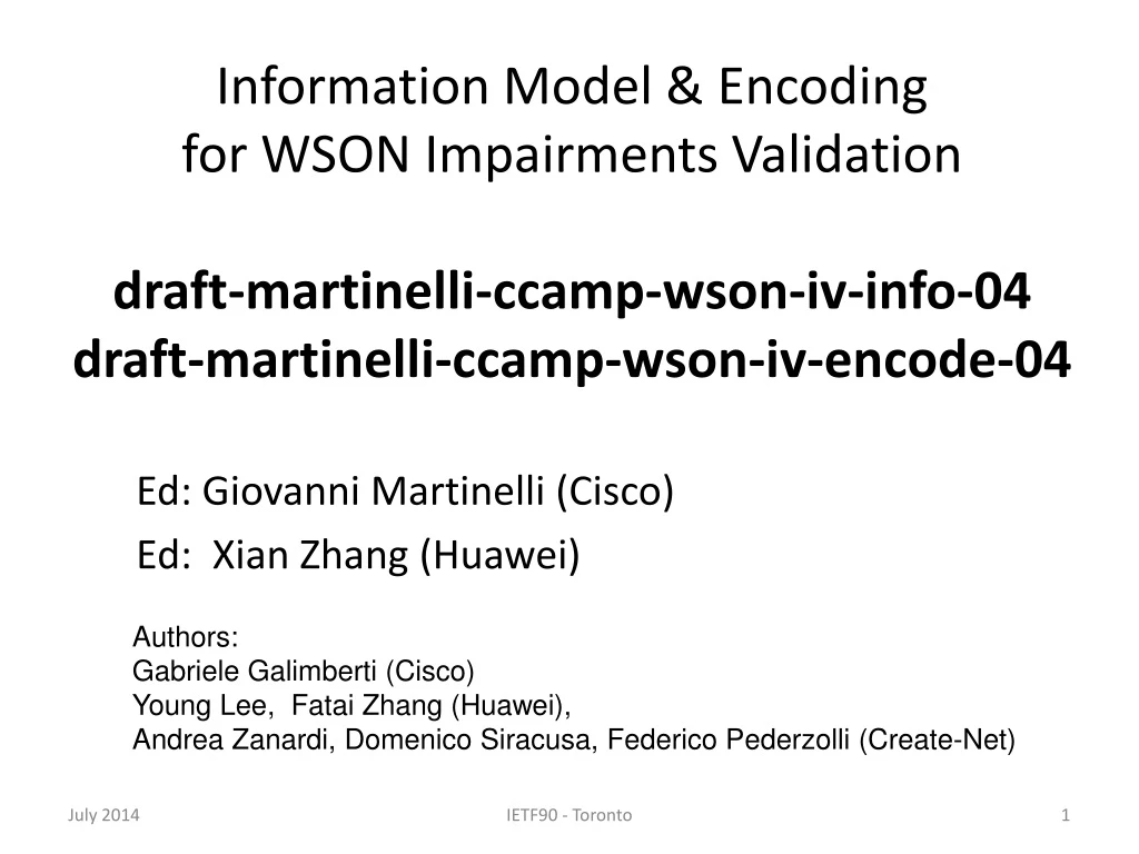 information model encoding for wson impairments
