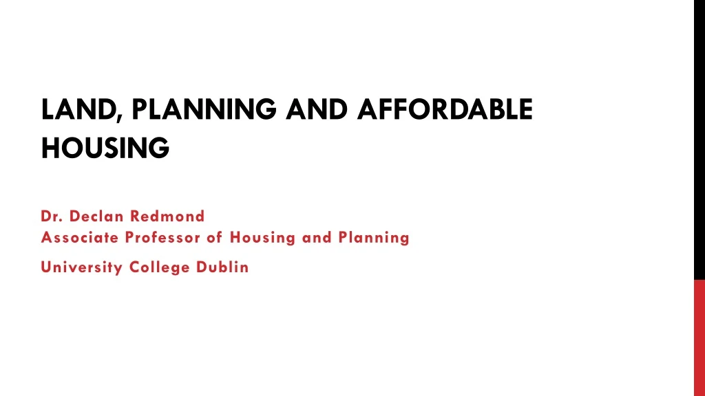 land planning and affordable housing
