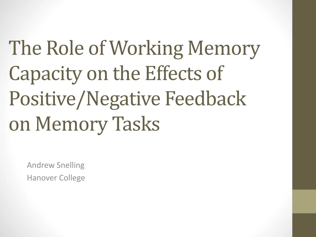 the role of working memory capacity on the effects of positive negative feedback on memory tasks