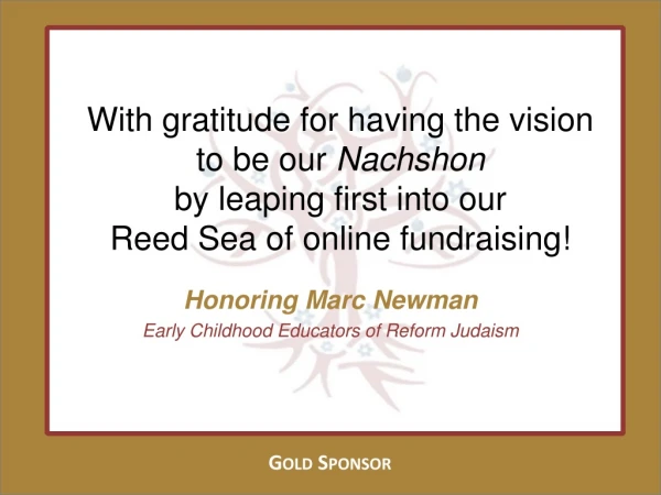 Honoring Marc Newman Early Childhood Educators of Reform Judaism