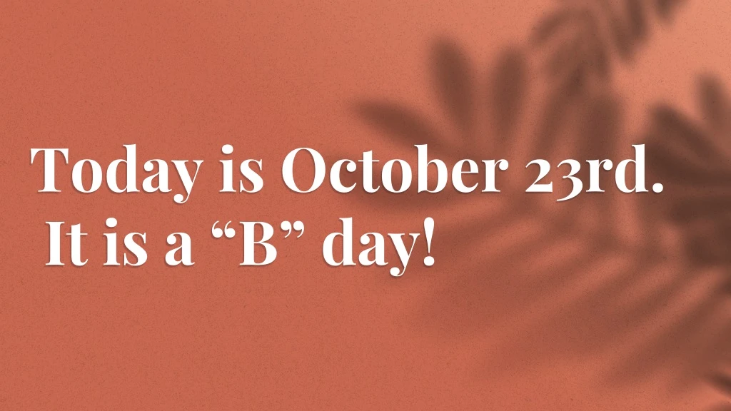 today is october 23rd it is a b day