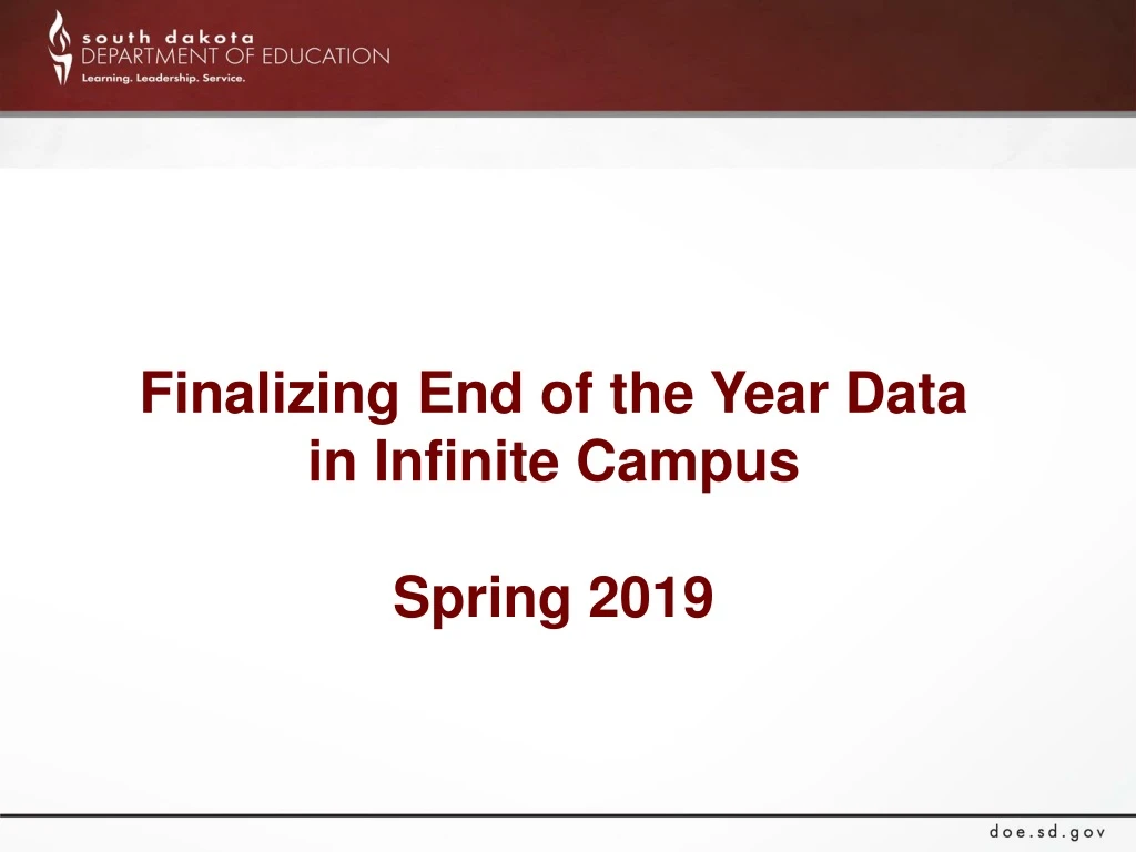 finalizing end of the year data in infinite