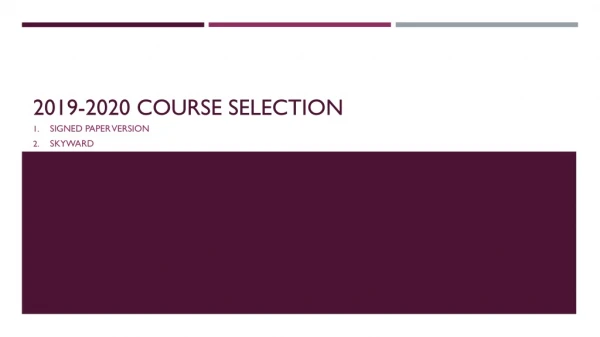 2019-2020 Course selection