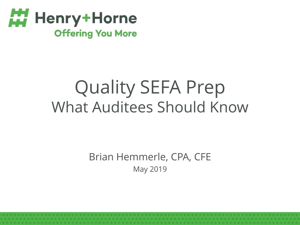 quality sefa prep what auditees should know