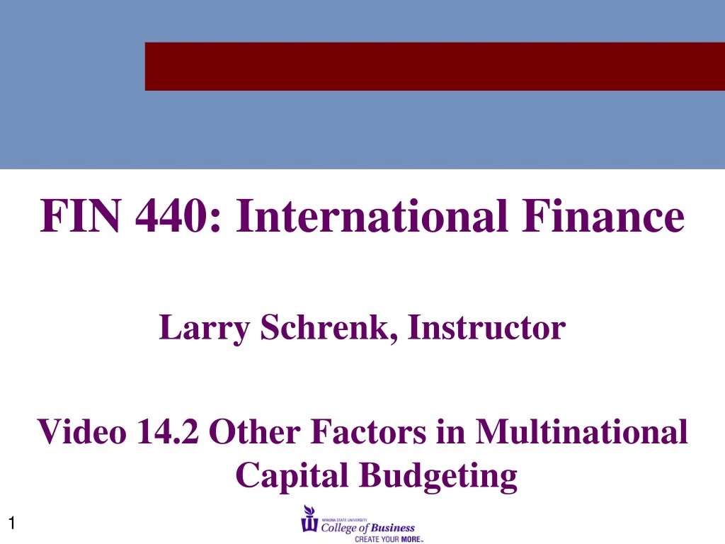 fin 440 international finance larry schrenk