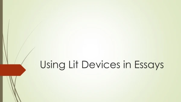 Using Lit Devices in Essays