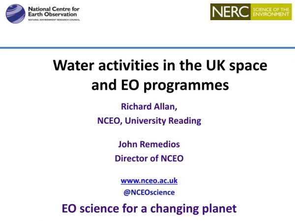 Water activities in the UK space and EO programmes