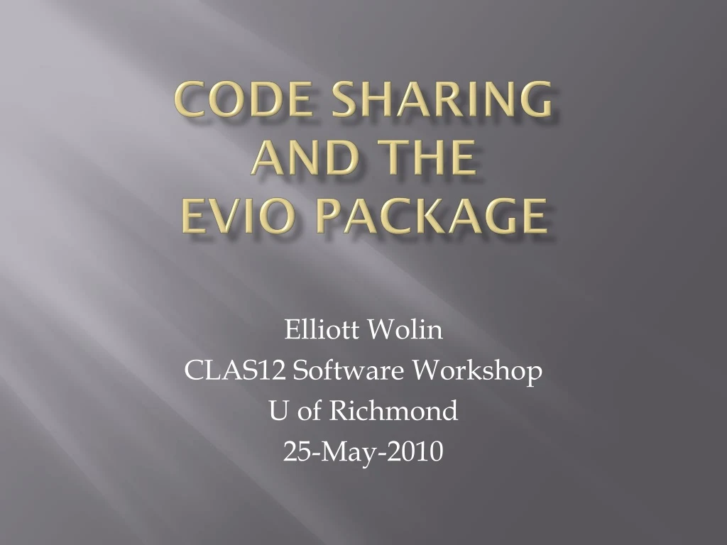 code sharing and the evio package