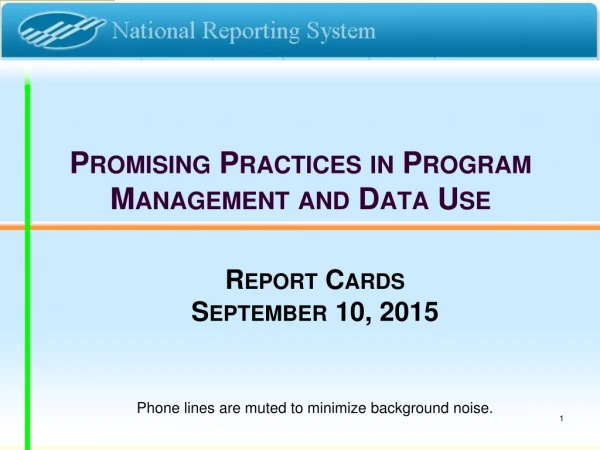 Promising Practices in Program Management and Data Use