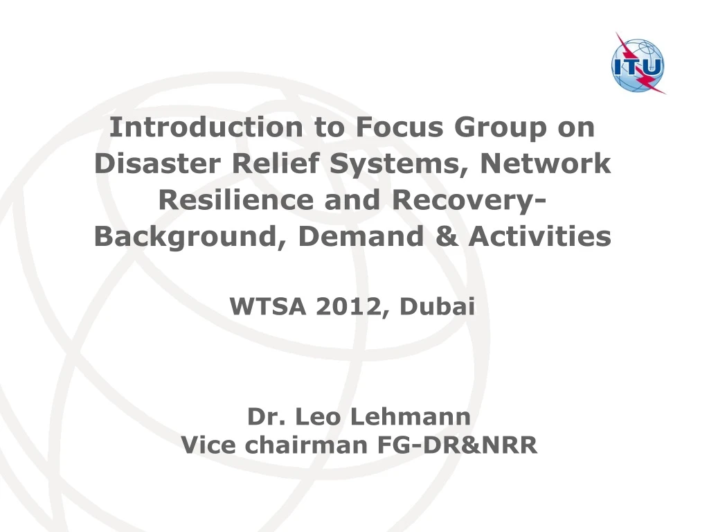 introduction to focus group on disaster relief