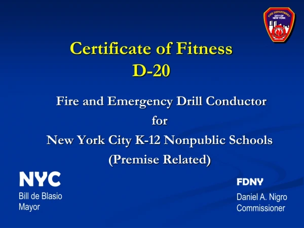 Certificate of Fitness D-20