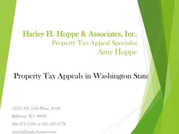 Harley H. Hoppe &amp; Associates, Inc. Property Tax Appeal Specialist Amy Hoppe