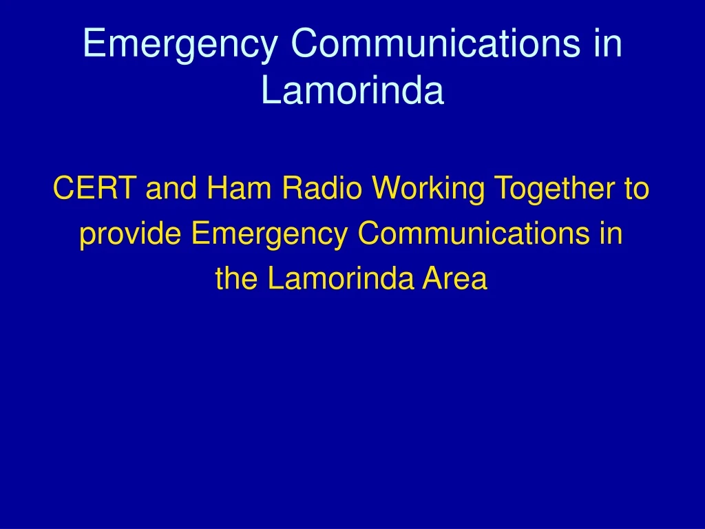 emergency communications in lamorinda