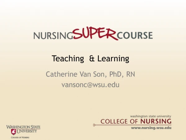 Teaching &amp; Learning Catherine Van Son, PhD, RN vansonc@wsu