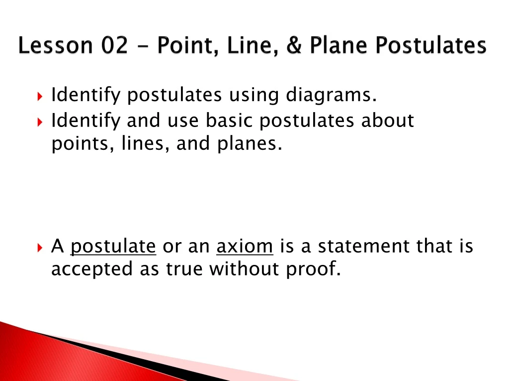 lesson 02 point line plane postulates