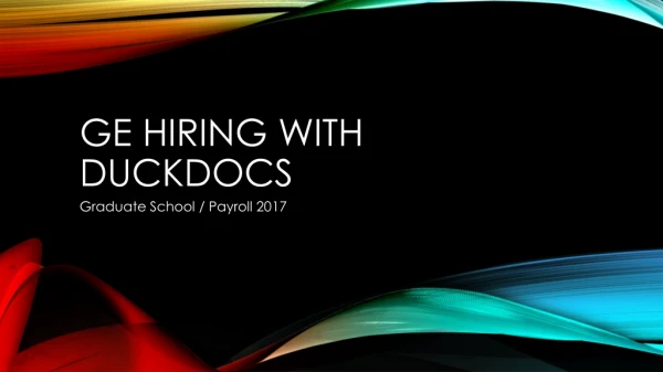 GE Hiring with Duckdocs